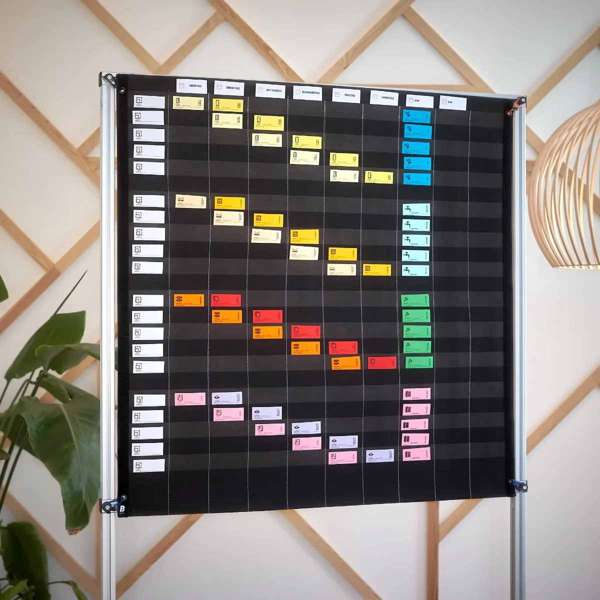 Processboard Stecktafel aus Vlies für Lean Construction Taktplanung und visuelles Projektmanagement.